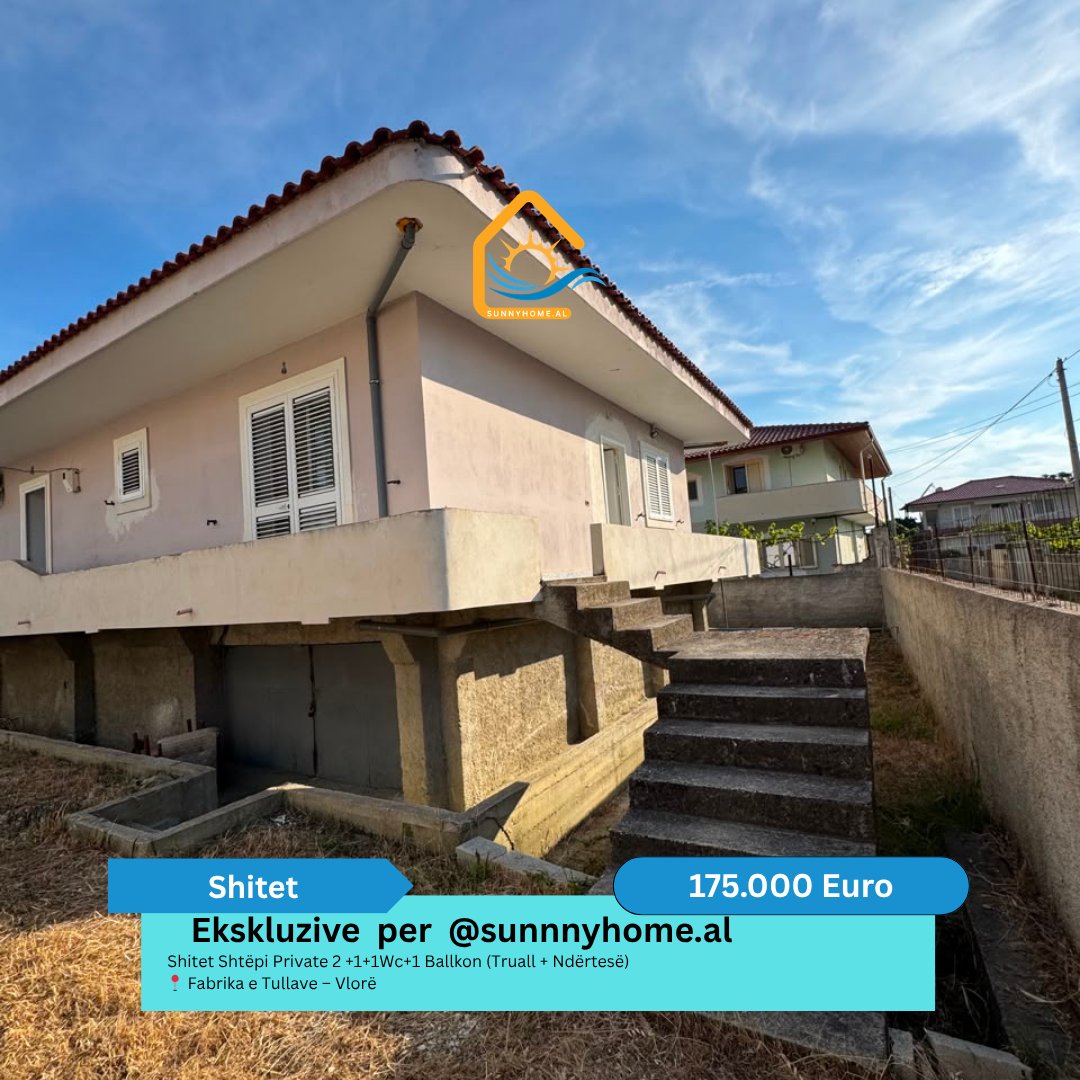 ‼️ exclusive on @sunnyhome.al ‼️ private house for sale 2+1 + 1 wc + 1 balcony (land + building) fabrika e tullave – Vlorë price: 175,000 euros