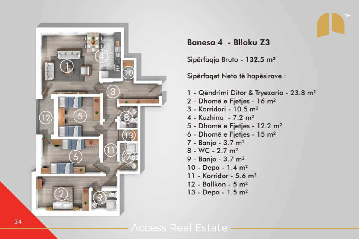 Apartment for sale – 3 bedrooms – New Prishtina