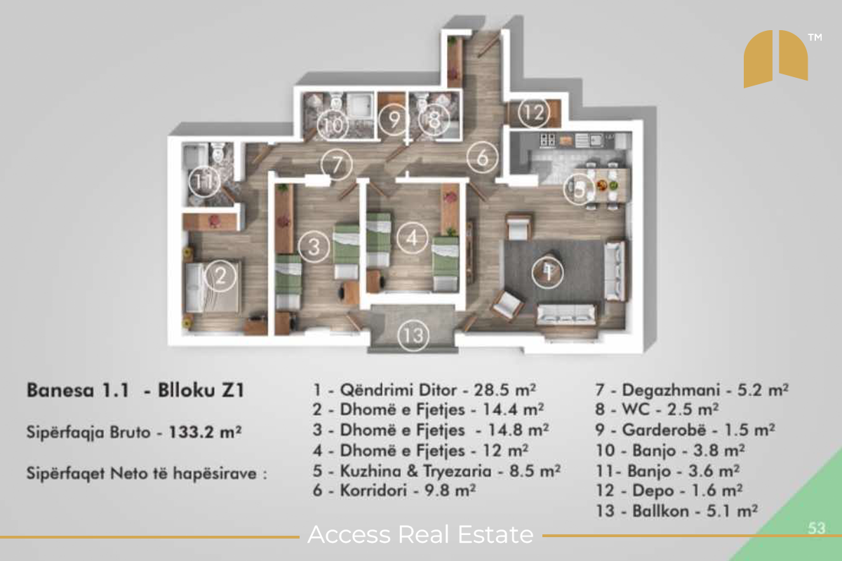 Appartement en vente – 3 chambres – Prishtina nouvelle