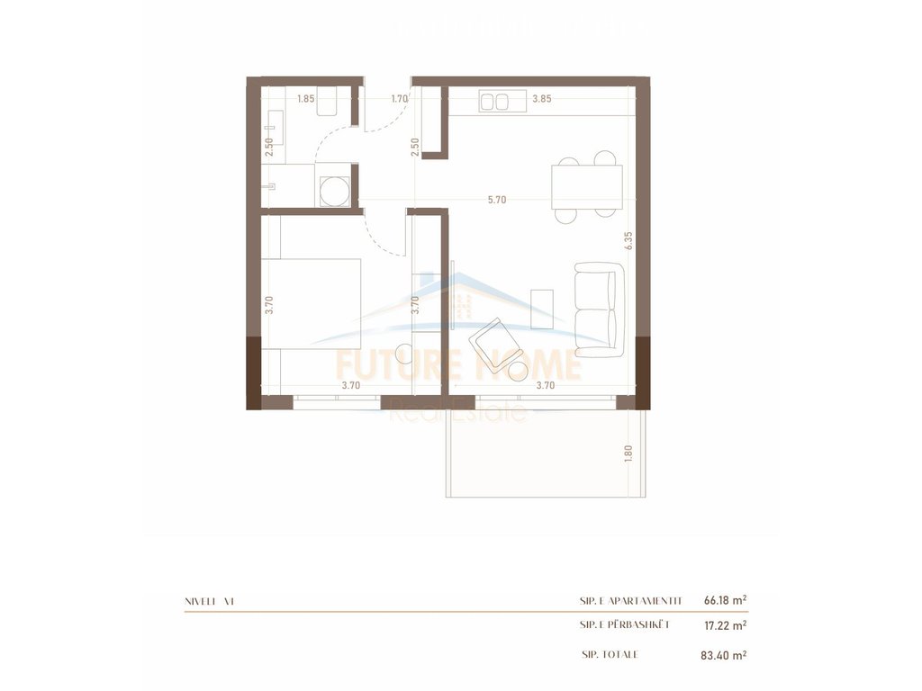 À vendre, appartement 1+1, golem, durres