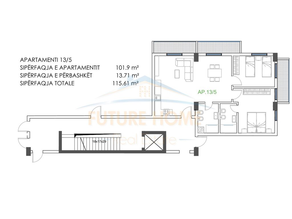 Shitet, apartament 2+1+2+3 , ne golem, durres