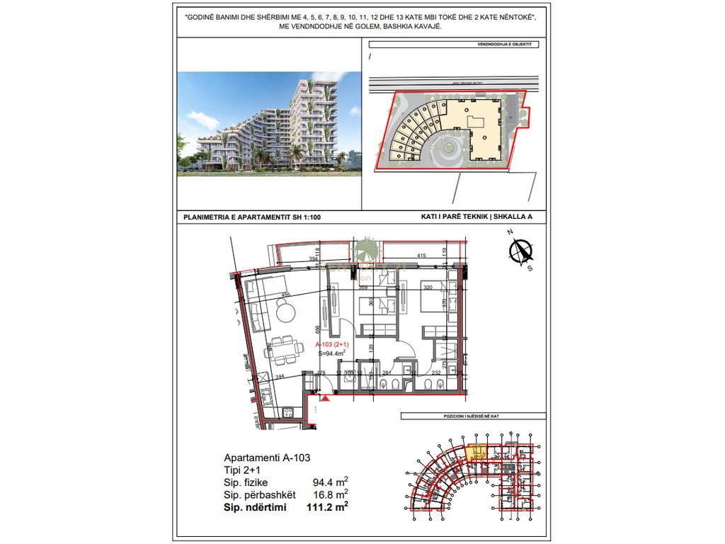 Appartamento 2+1 in vendita nel residence 'Tiktaalik' a qerret! Possibilità di pagamento a rate!