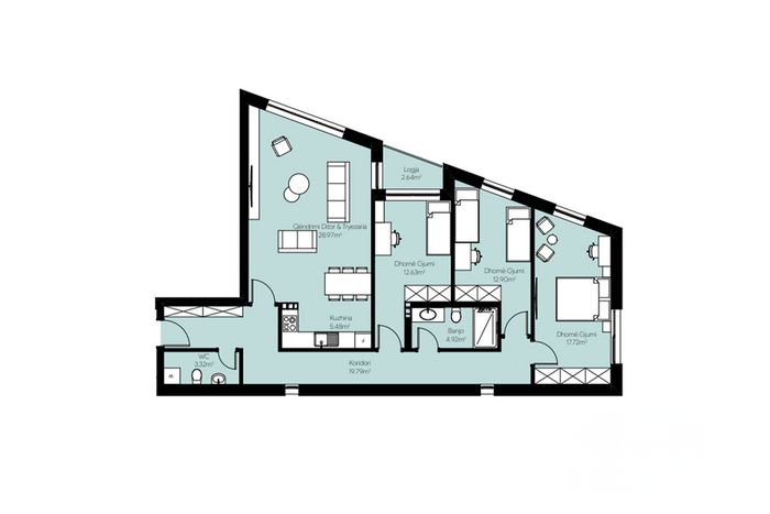Apartment 124.2m² for #sale in Prishtina e Re
