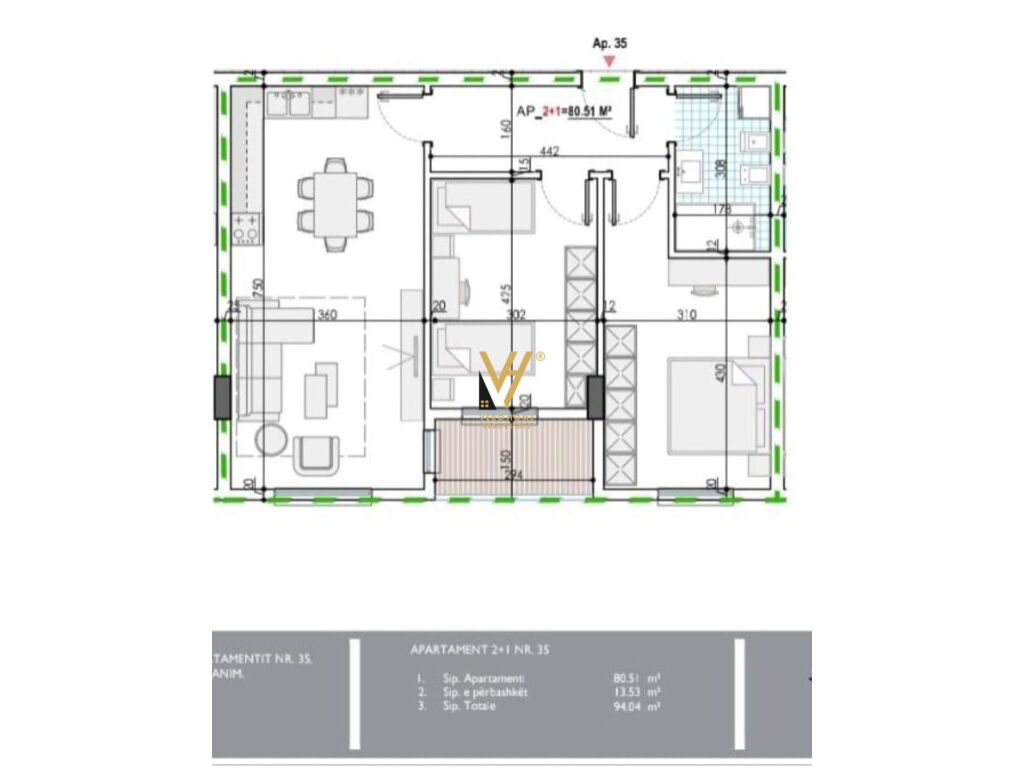 Apartamento 2+1+balcón en kamez, 94 metros cuadrados en venta
