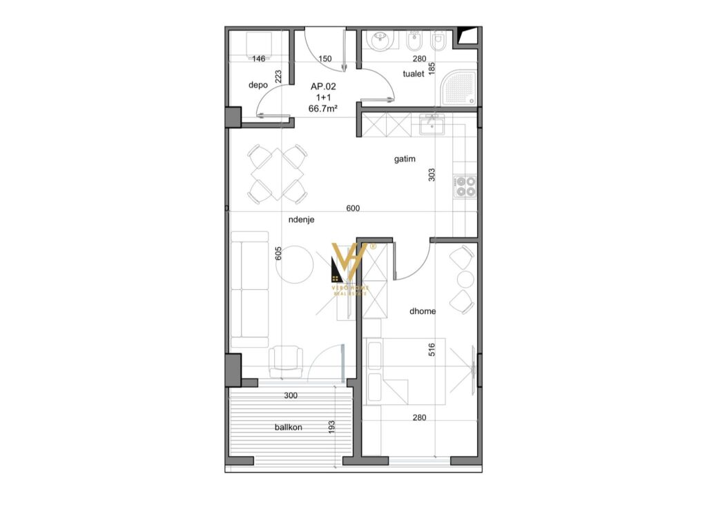Apartamento en venta 1+1+balcón en golem 80 m²