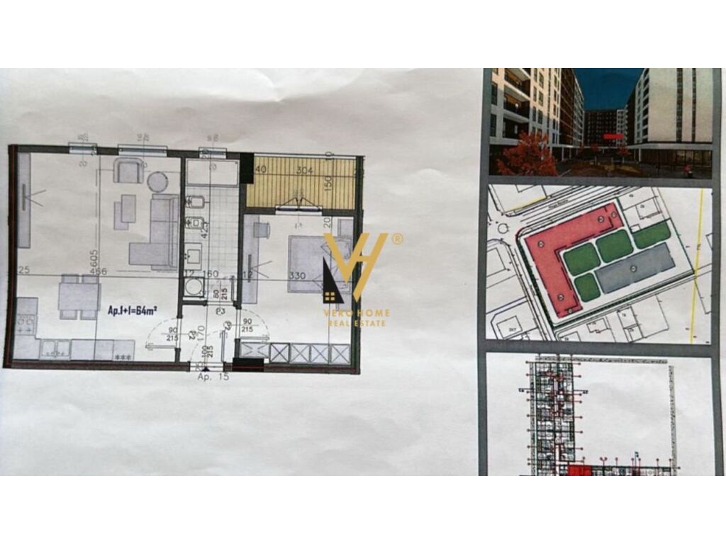 Appartement 2+1+balcon à vendre à kamez 98 mètres carrés
