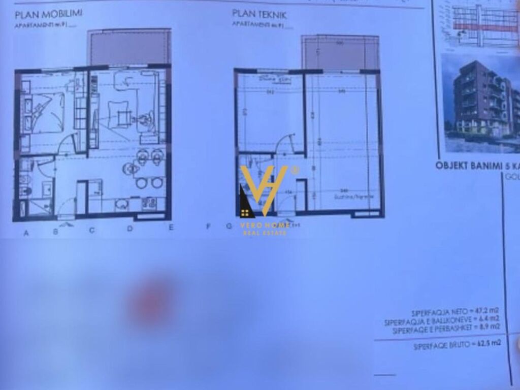 Appartement 1+1+balcon à vendre à golem 62 mètres carrés