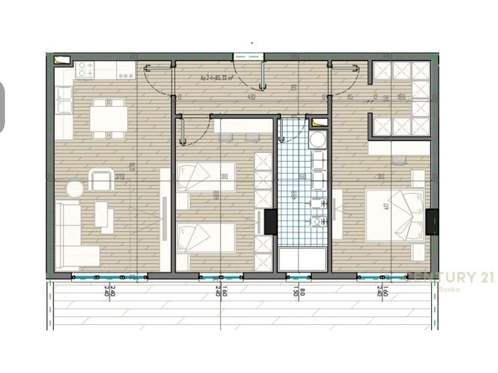 Wohnung 2+1+veranda zum verkauf bei univers city, qtu