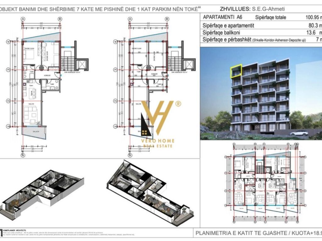 Shitet apartament 2+1+2 ne sarande 100 metra katror