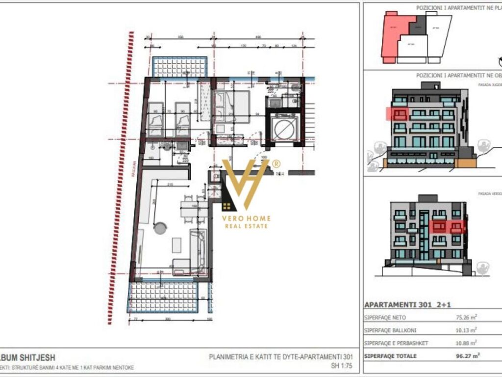 Apartamento à venda 2+1+2 em sarande 96 m²