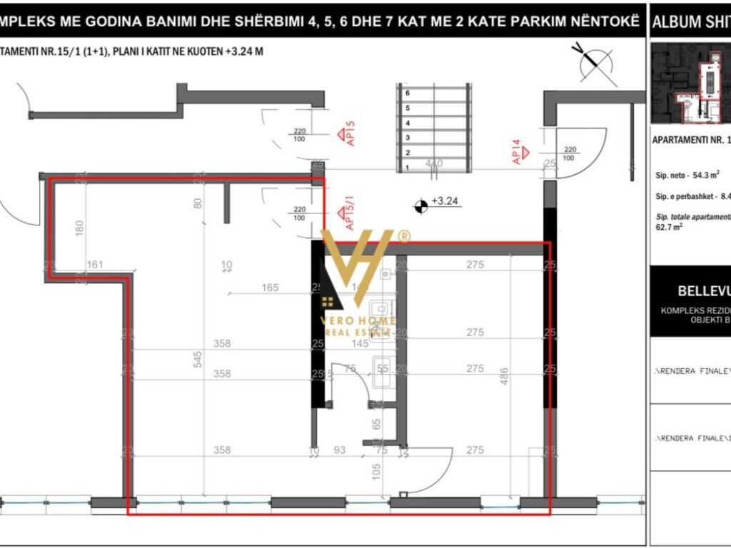 Apartment for sale 2+1+2+balcony on elbasanit road 128 m²