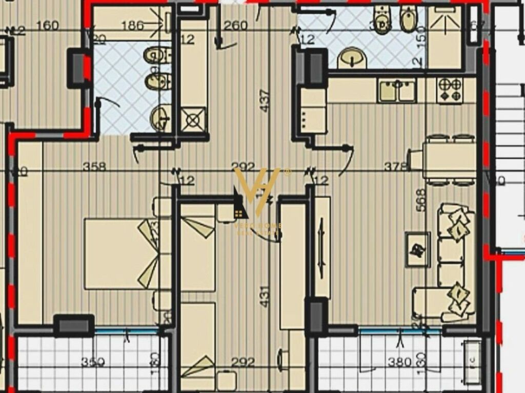 Verkauf: 2+1+2 balkone wohnung am bulevardi i ri, 111 m²