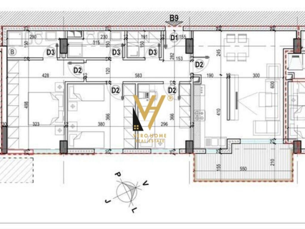 Shitet apartament 3+1+2 te kupola, laprake 141 metra katror