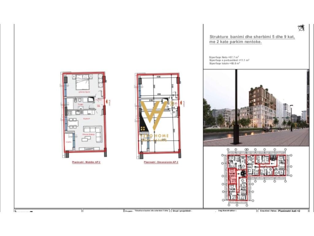 Shitet apartament 1+1 te rruga jordanmisja 68 metra katror