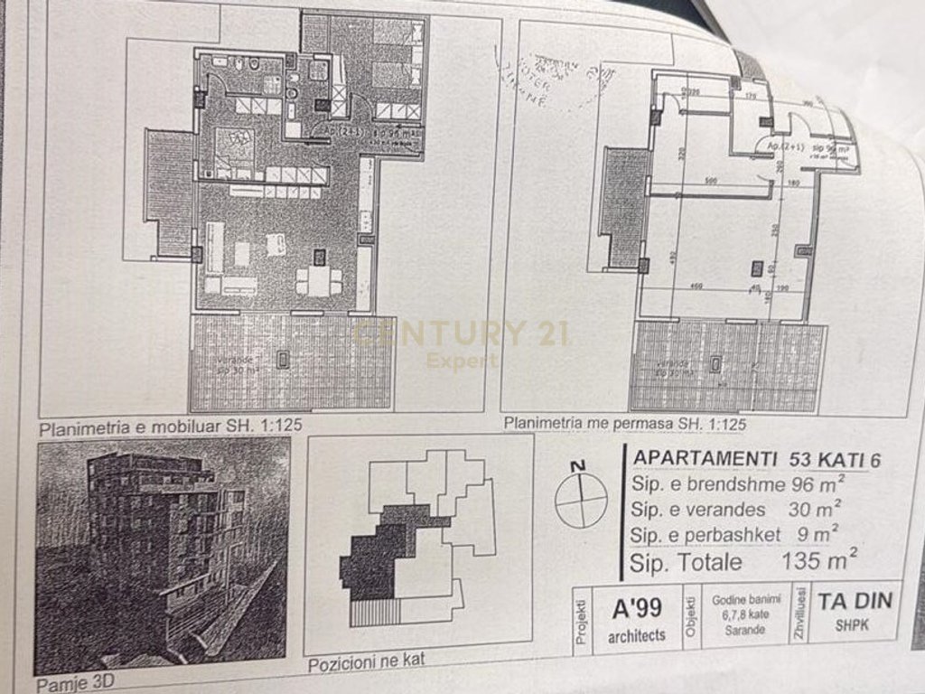 Shitet apartament 2+1+2 ne sarande tek marina city park!!