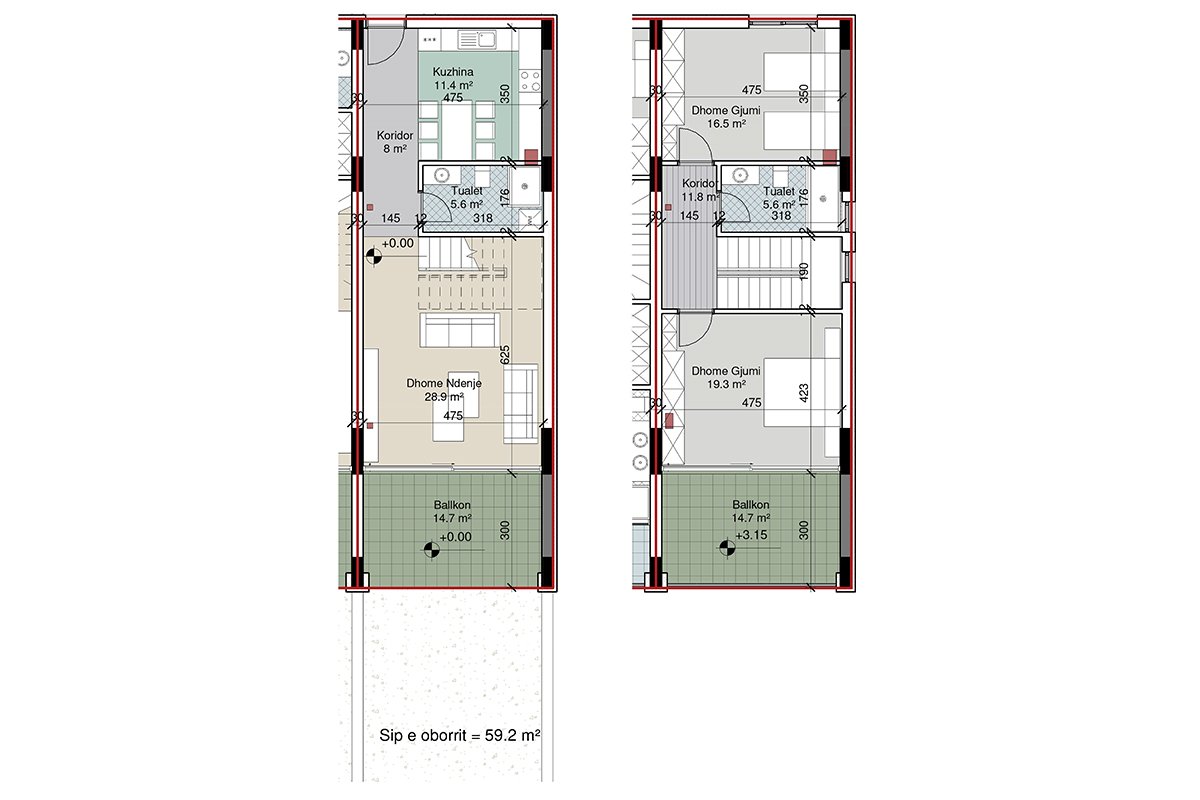 Apartment – Duplex 172m² + 59.2m² for sale in gjiri i lalëzit