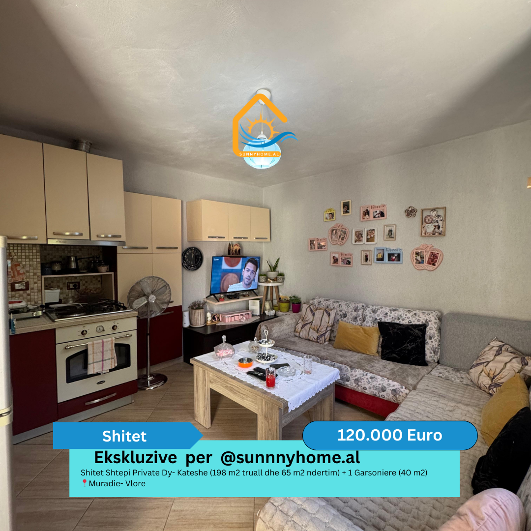 ‼️ esclusivo solo per @sunnyhome.al ‼️ casa privata in vendita due-piani (198 metri quadrati di terreno e 65 metri quadrati di costruzione) + 1 monolocale (40 metri quadrati) muradie - vlore prezzo - 120.000 euro (2)