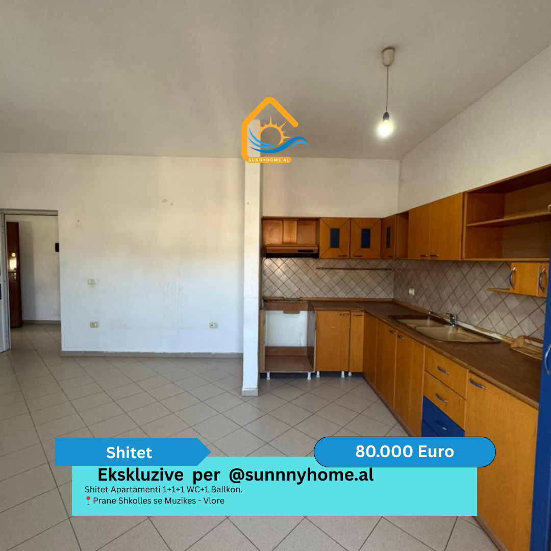 ‼️esclusivo a vlore @sunnyhome.al ‼️ appartamento in vendita 1+1+1 wc+1 balcone. Vicino alla scuola di musica – Vlore prezzo: 80.000 euro