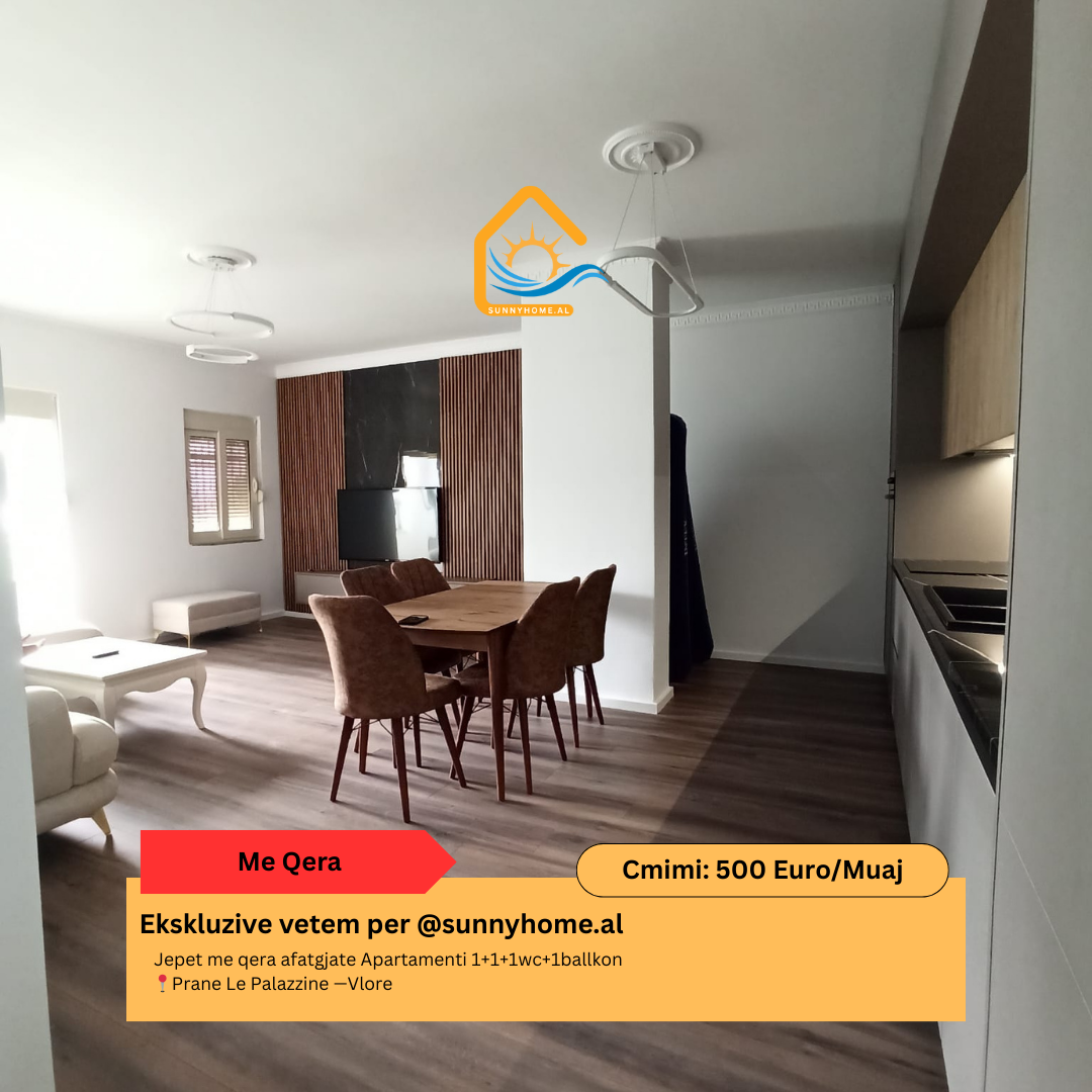 ‼️ exclusivo en Vlorë @sunnyhome.al ‼️ alquiler a largo plazo de apartamento 1+1+1wc+1 balcón cerca de le palazzine —Vlorë precio: 500 euro /mes