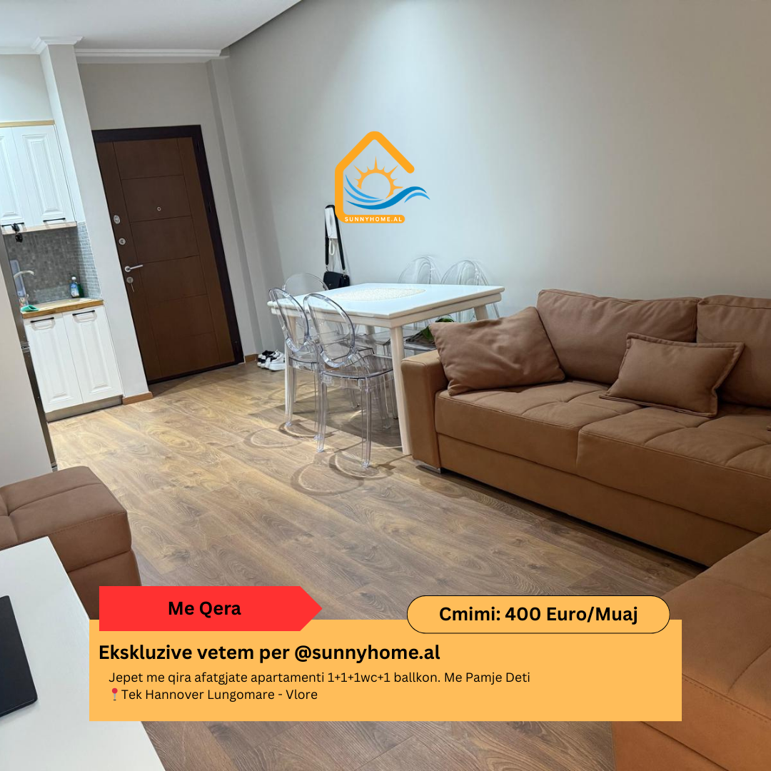 ‼️ esclusivo per @sunnyhome.al ‼️ affitto a lungo termine di un appartamento 1+1+1wc+1 balcone. Vista mare presso hannover lungomare – Vlore prezzo: 400 euro /mese (trattabile)