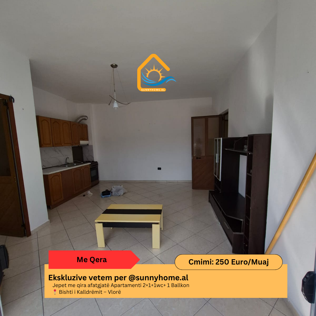 ‼️ ekskluzive në Vlorë për @sunnyhome.al ‼️ jepet me qira afatgjatë apartamenti 2+1+1wc+ 1 ballkon bishti i kalldrëmit – Vlorë çmimi: 250 euro/ muaj