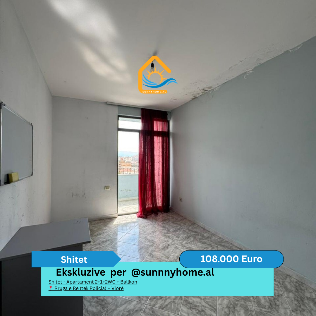 ‼️ esclusivo a Vlorë @sunnyhome.al ‼️ in vendita – Appartamento 2+1+2wc + balcone rruga e re (vicino alla polizia) – Vlorë prezzo: 108.000 euro (non negoziabile) (2)