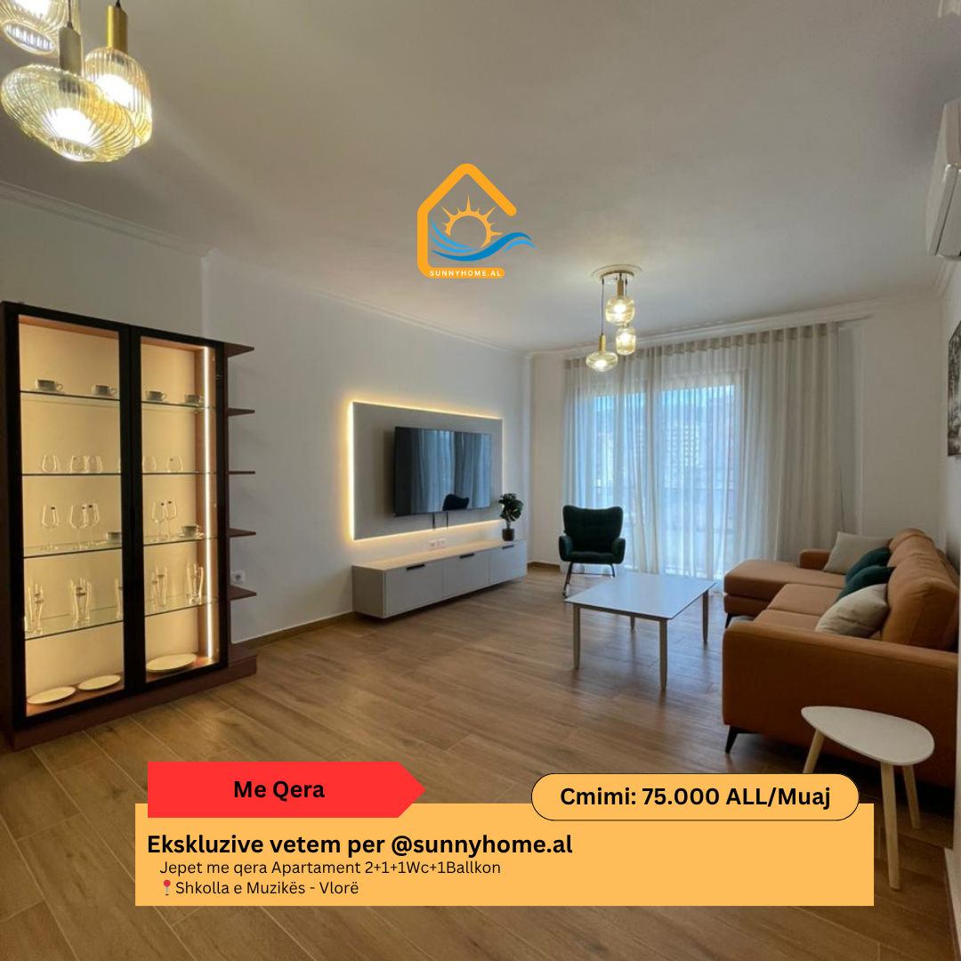 ‼️ esclusivo a Vlorë per @sunnyhome.al ‼️ appartamento 2+1+1wc+1 balcone in affitto scuola di musica – Vlorë prezzo: 75.000 lekë / mese