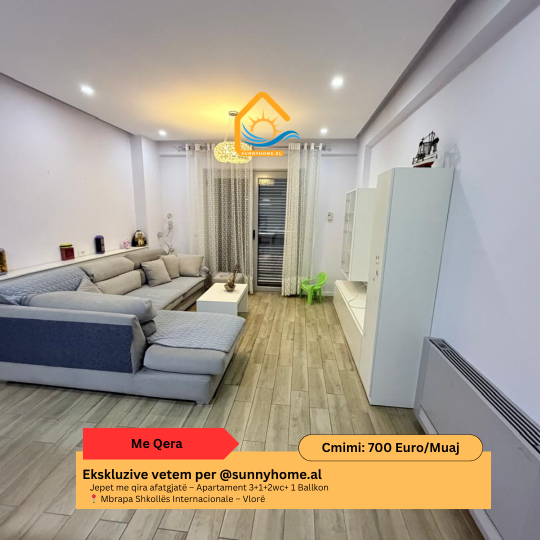 ‼️ exklusiv in Vlorë für @sunnyhome.al ‼️ langzeitmiete – 3+1+2wc+ 1 balkon hinter der internationalen schule – Vlorë preis: 700 euro / monat