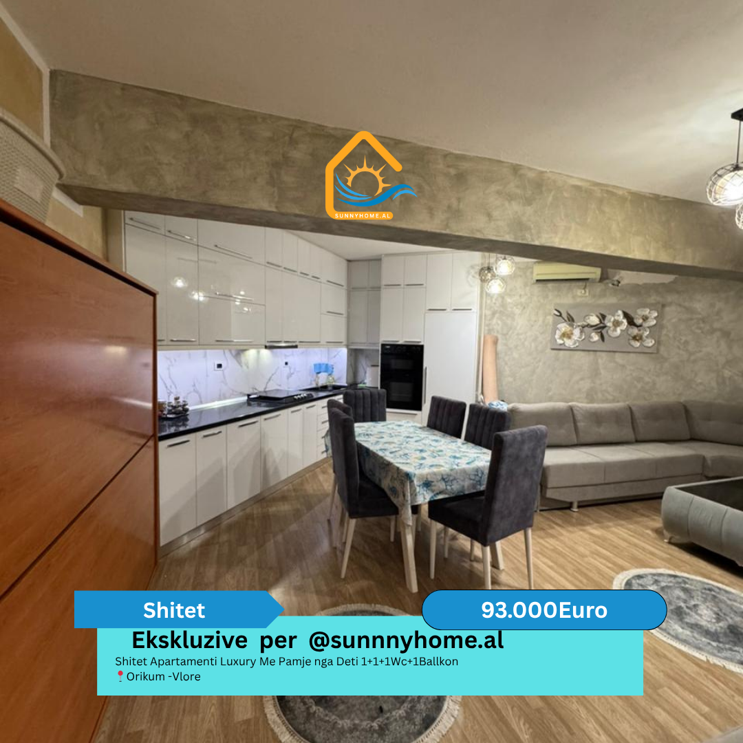 ‼️ ekskluzive ne vlore per @sunnyhome.al ‼️ shitet apartamenti luxury me pamje nga deti 1+1+1wc+1ballkon orikum -vlore cmimi: 93.000  euro