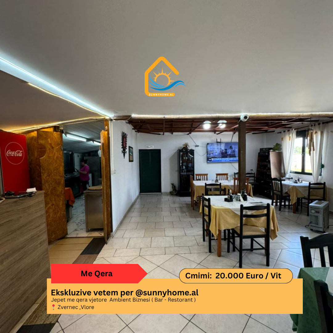 ‼️ ekskluzive në Vlorë!! @sunnyhome.al ‼️ jepet me qera vjetore ambient biznesi ( bar – Restorant ) zvernec ,vlore çmimi: 20.000 euro / vit
