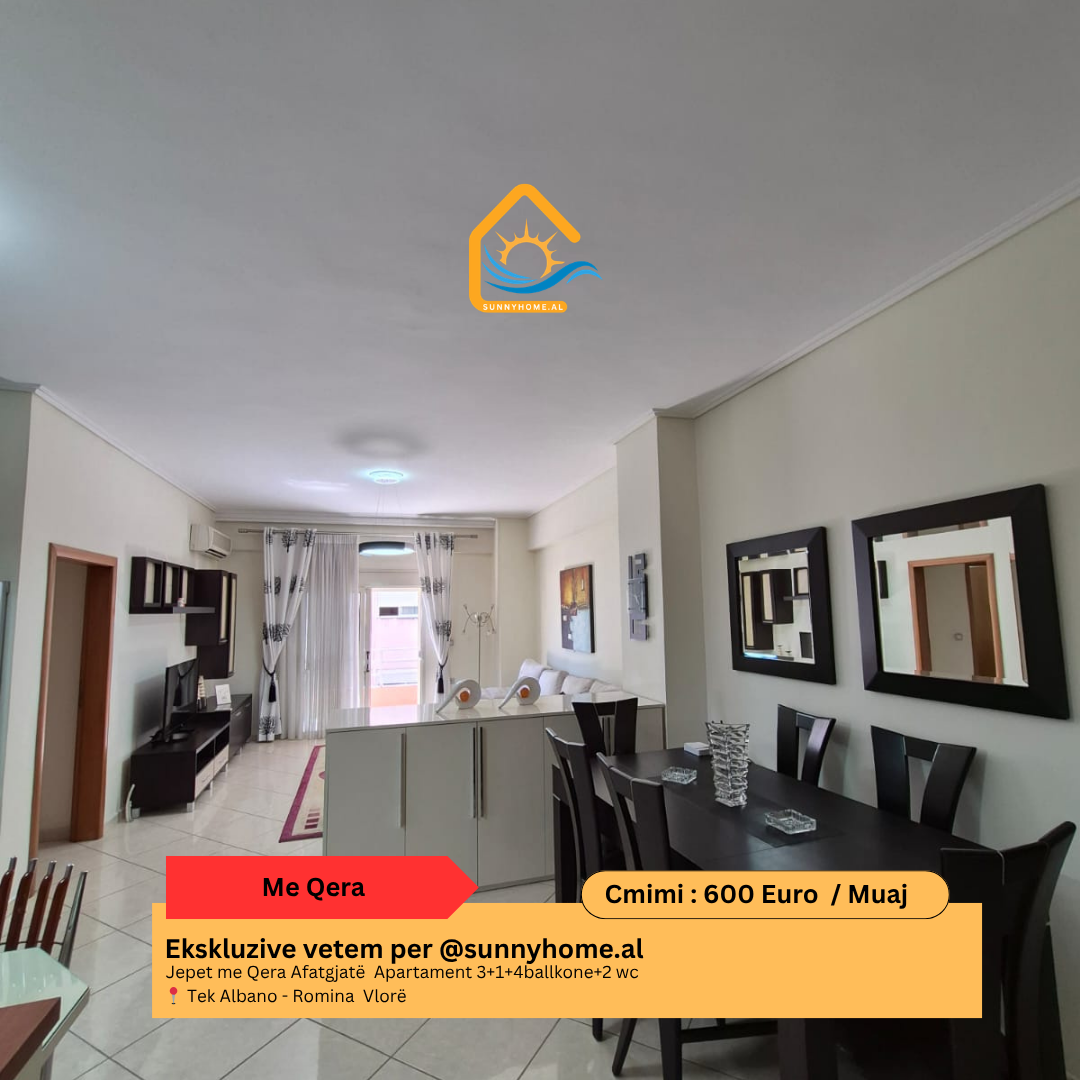 ‼️ exclusif à Vlorë!! @sunnyhome.al ‼️ appartement à louer à long terme 3+1+4balcon+2 wc près d'albano – Romina Vlorë prix : 600 euro / mois (sans garage) – 650 euro / mois (avec garage)