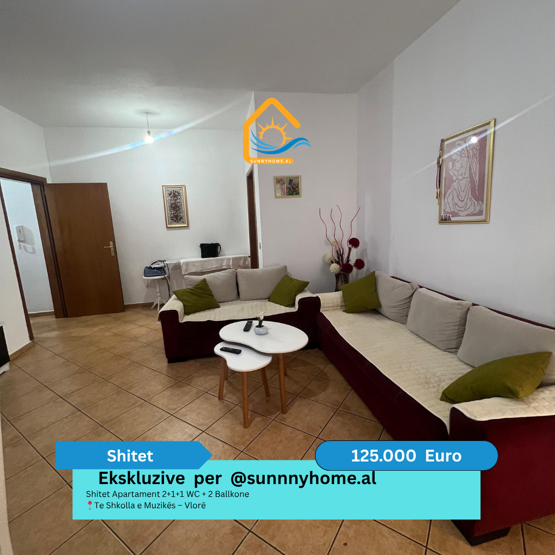 ‼️ esclusivo a Vlorë per @sunnyhome.al ‼️ appartamento in vendita 2+1+1 wc + 2 balconi vicino alla scuola di musica – Vlorë prezzo: 125.000 euro (2)