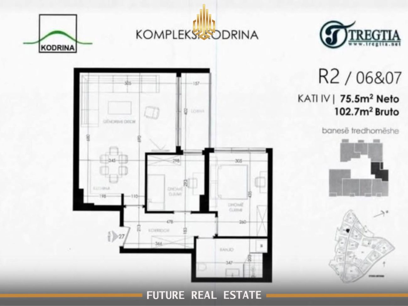 Appartement à vendre – 2 chambres – Prishtinë – Rruga c lagjja kodrina
