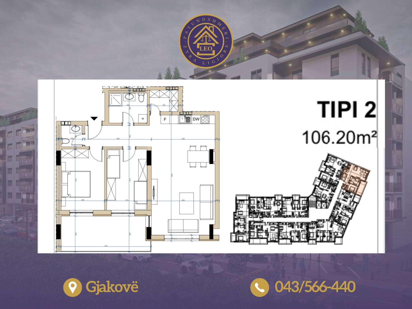 Apartments for sale in lorena complex in Gjakovë, on wesly clark street.