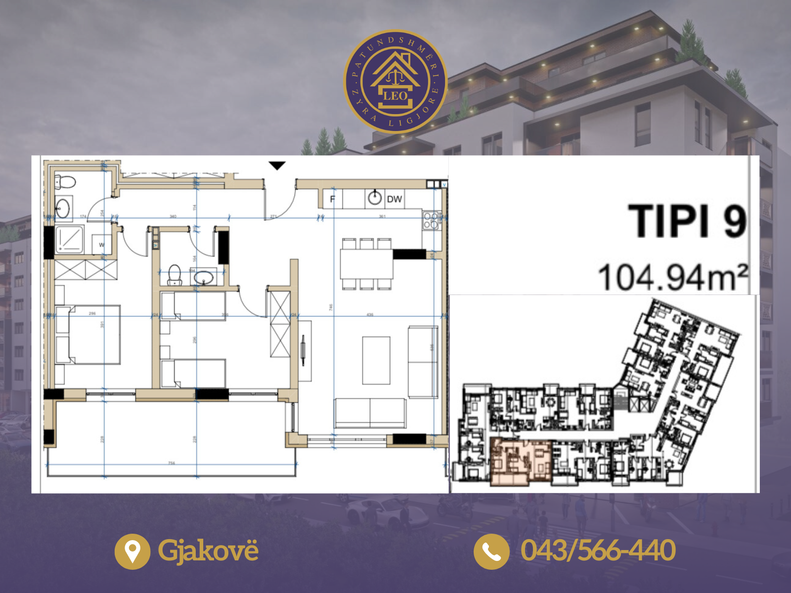 Apartments for sale in lorena complex in Gjakovë, on wesly clark street.