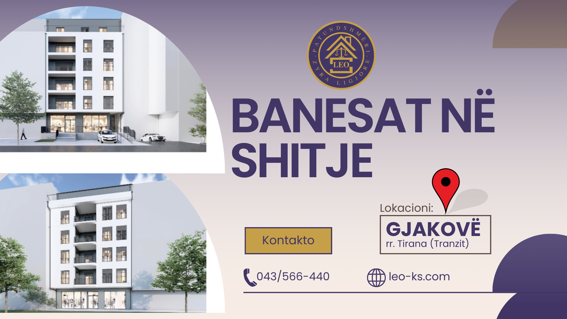 Dois apartamentos à venda em Gjakovë em trânsito em frente ao novo tribunal com várias opções de pagamento