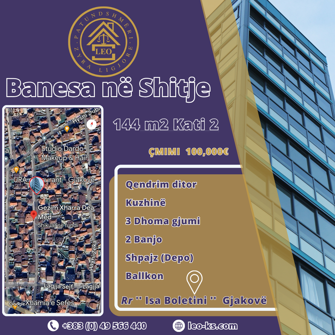 Modern apartment for sale in Gjakovë – Favorable price, excellent location, and attractive area!