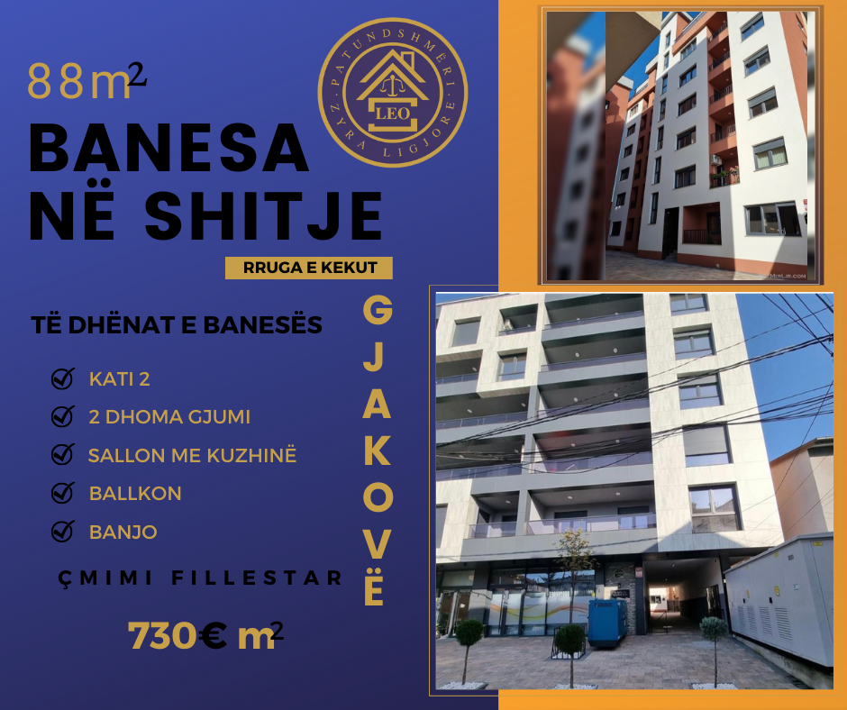 Banesa në shitje 88 metra katror,në Gjakovë
