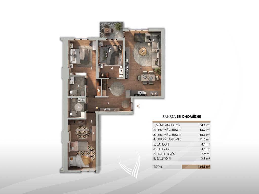 Appartamento con 3 camere da letto in vendita nel quartiere Prishtina e Re – Prishtina e Re residence