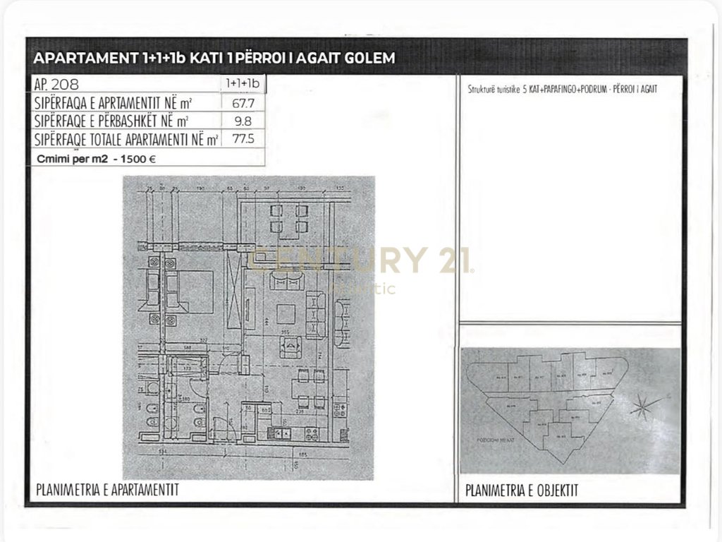 Apartment 1+1+balcony in shkëmbi i kavajës, Durrës – For sale 116250€ | 77.5 m²