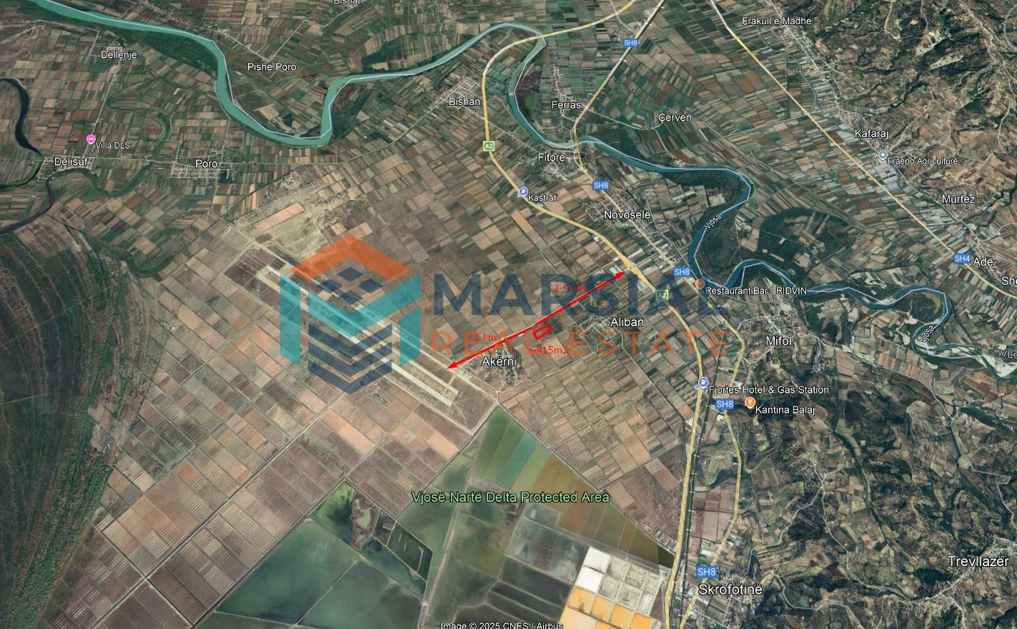 Terreno en venta 6400 m² cerca del aeropuerto de Vlora | marsial