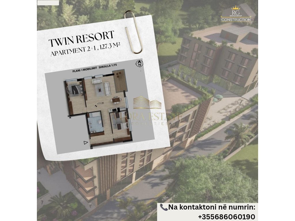 Apartamento 2+1, 127.3m² en venta en - twin resort