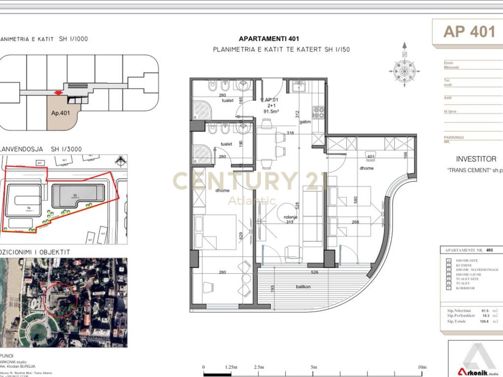 Apartamento 2+2+2t+balcón en venta en golem, Durrës - 181.170€ | 109.8 m²