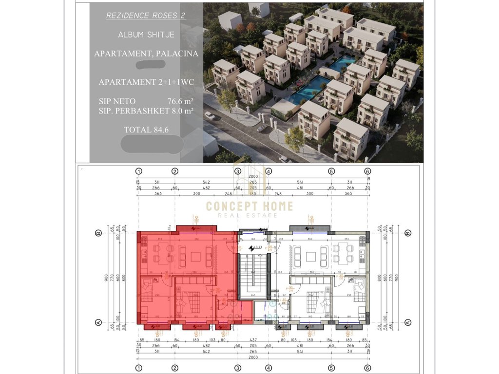 Apartamento 2+1 en venta en farkë, Tirana