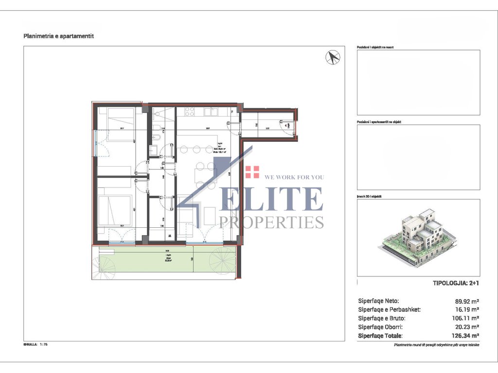 Square village, apartament 2+1 në shitje
