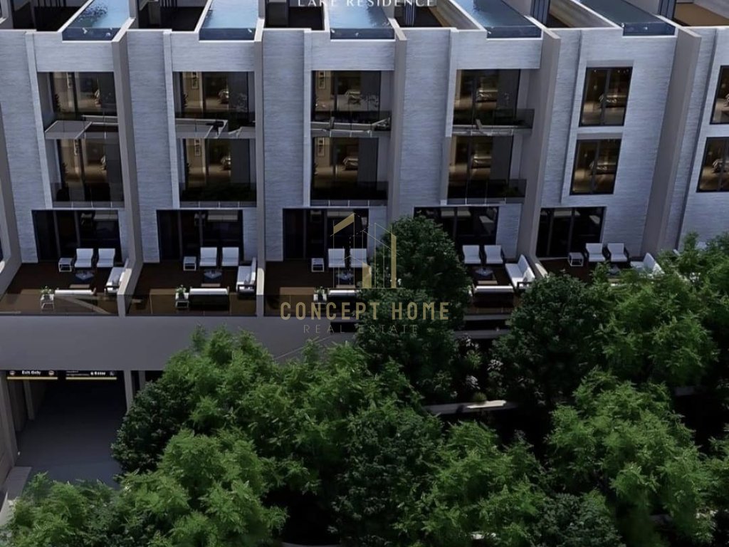 Shitet tripleks me pishine ne farke (swan lake residence)