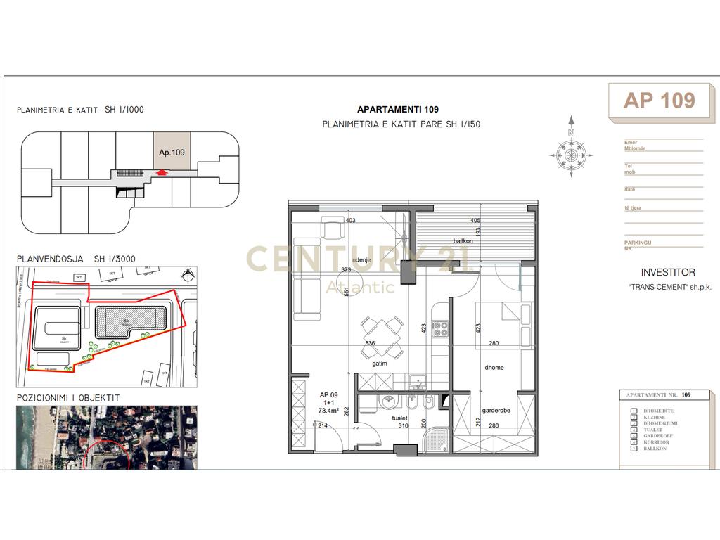 Appartement avec emplacement fantastique et vue sur la mer 1+1+balcon à vendre à golem, Durrës - 145 365| 88,1m²