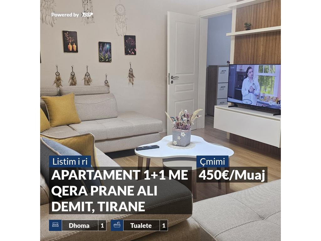 Jepet me qera apartament 1+1 ne ali dem, tirane