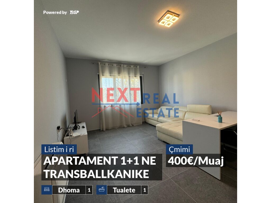 Jepet me qera afatgjate apartament 1+1 ne transballkanike, vlore