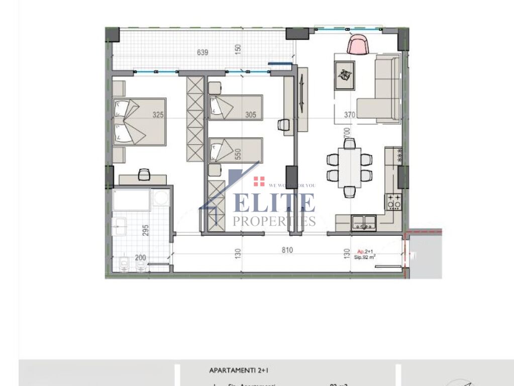 Kamëz, appartamento 2+1 in vendita